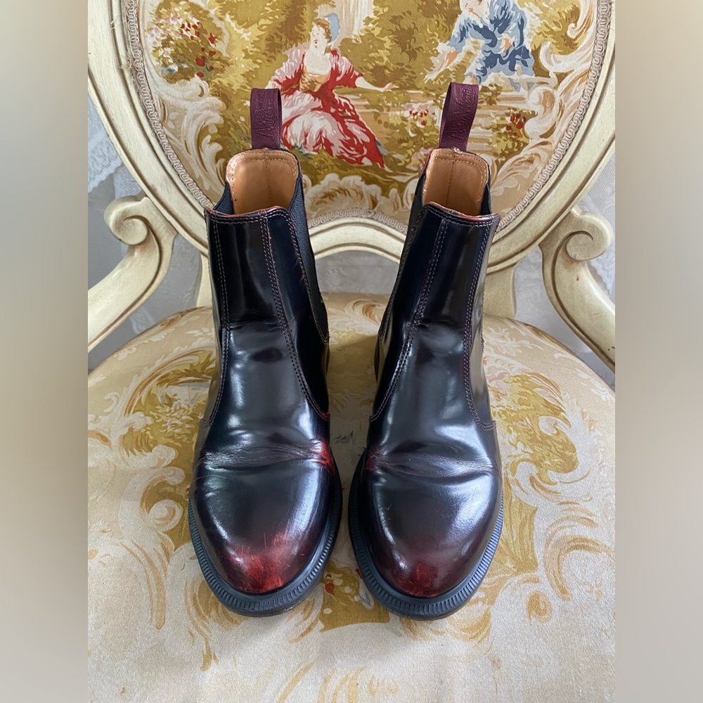 Dr. Martens FLORA Burgundy Leather Chelsea Boots Size 7